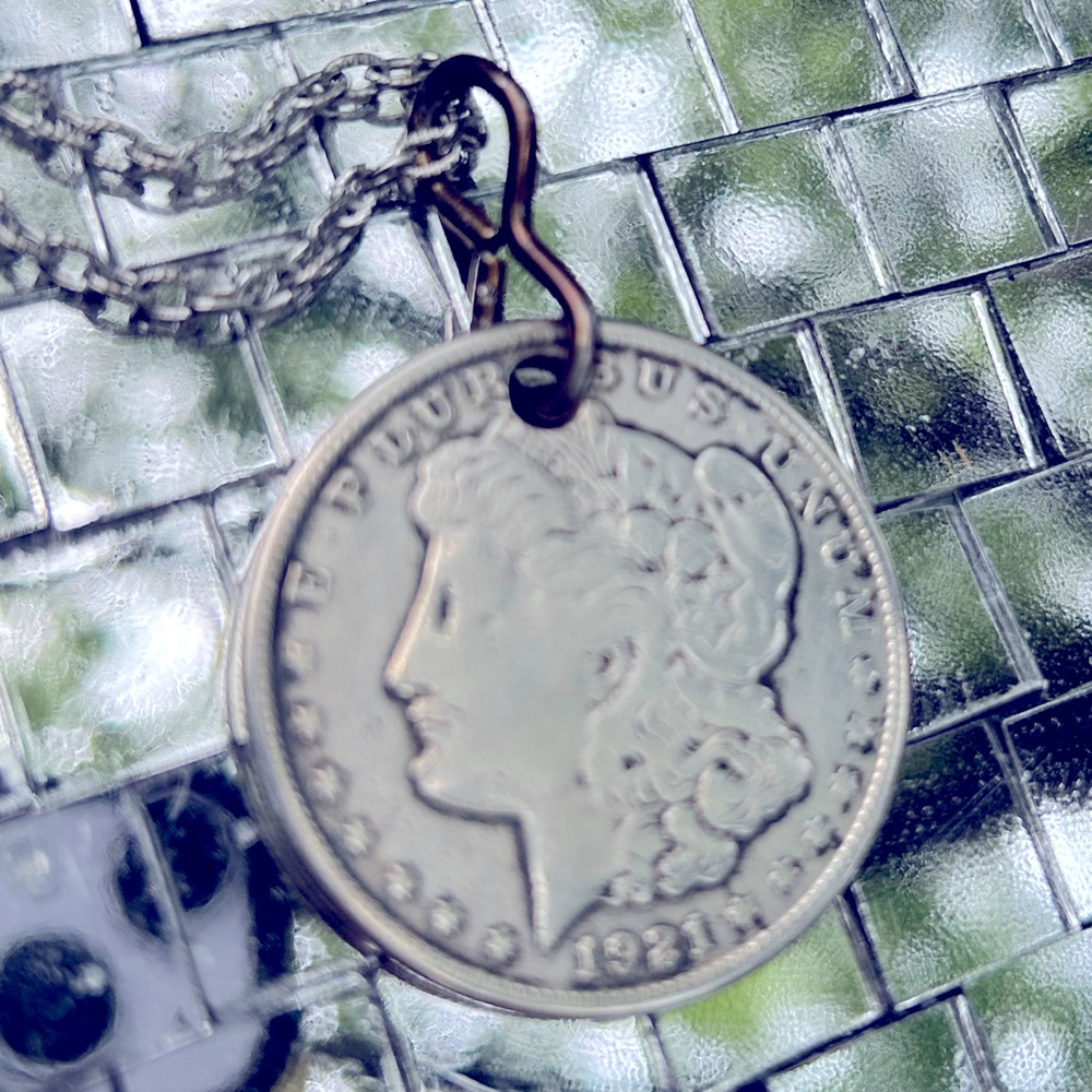 Morgan 1921 silver dollar pendant necklace